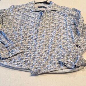 Stone Rose Circular Patterned Shirt in Blue and Gray